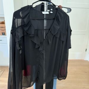 Black Ruffled Blouse by Zara